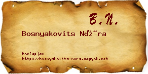 Bosnyakovits Nóra névjegykártya